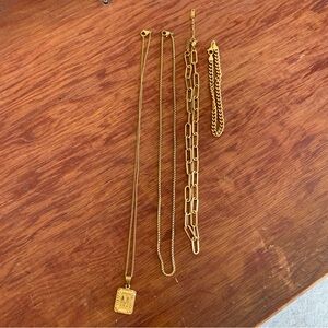 Cali Tiger Necklace Bundle - M necklace, gold chain, chain bracelet